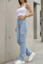 Adele Women's Jeans Blue Wide Leg Ripped High Waist Loose Jean Palazzo Denim Pants - 2
