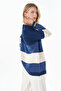 Contrast Color Knitwear Tunic Navy Blue