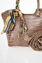 Croco Pattern Handbag Dark Mink - 5