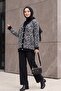 Leopard Pattern Buttoned Oversize Bearded Knitwear Cardigan - Black - 6