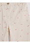 Ecru Floral Girl's Pants with Elastic Waist - 4
