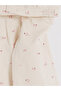 Ecru Floral Girl's Pants with Elastic Waist - 5