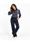 Striped Polo Collar Buttoned Sweater