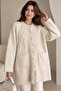 Floral Embroidery Detailed Plush Textured Long Cardigan
