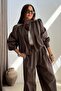 Stoned Bomber Jacket and Trousers Set Brown - 4