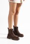 Women's Brown Lace-Up Boots Thick Soled Zippered Winter Casual Stylish Boots 66 - 3