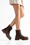 Women's Brown Lace-Up Boots Thick Soled Zippered Winter Casual Stylish Boots 66 - 5