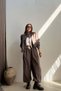Stoned Bomber Jacket and Trousers Set Brown