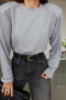 Long Sleeve Basic Blouse with Padded Shoulders - 2