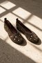 Lyna Brown Women's Genuine Leather Suede Metal Trok Detailed Ballerina Shoes - 2