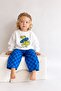 Skateboard Printed Checkered Boys' 2-Piece Set - Whiteblue