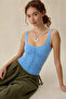 Baby Blue Gathered Detailed Strappy Bustier Blouse - 2