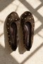 Lyna Brown Women's Genuine Leather Suede Metal Trok Detailed Ballerina Shoes - 3