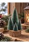 4-Piece Artificial Pine Tree with Wooden Log Stand Christmas Decoration Home Office Table Ornament New Year's Gift - 3
