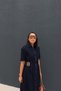 Denim Dress with Zipper and Buckle at the Back - 2
