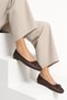 Alia Brown Satin Bow Women's Ballerina Shoes - 2