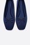 Alia Navy Blue Satin Bow Women's Ballerina Shoes - 4