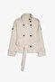 Women's Stand Collar Cashmere Pocket Lined Belted Coat - 6
