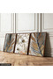 Gold Detailed Leaf and Flower 3 Piece Wooden Framed Painting Act - 2