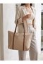 Striped Voluminous Strap Parachute Fabric Canvas Satin Women's Hand and Shoulder Bag Cream - 5