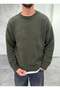 Basic Crew Neck Trendy Khaki Sweater - 3