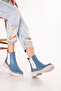 Genuine Leather Double Elastic Casual Lightweight Boots Shakira Blue - 5