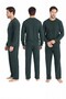 Men's 100% Cotton Khaki Crew Neck Thessaloniki Woven Thick Winter Pajama Set - 2