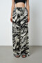 Women's Fluid Patterned Wide-Leg Pants with Elastic Waist - 2
