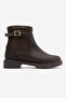 Alba Women's Bitter Brown Faux Leather Buckle Detailed Boots - 2