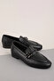 Women's Black Genuine Leather Loafer Shoes Hl.33202 Black - 4