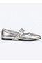 Women's Pin Buckle Elastic Ballerinas Silver Crinkled - 2
