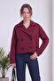 Women's Short Trench Coat Double Breasted Buttoned Long Sleeve Woven Jacket Khaki, Burgundy - 5