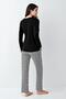 Women's 50% modal 50% cotton black Transitional button collar pajama set, pocket detailed - 4