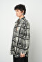 Women's Square Patterned Comfortable Oversize Shirt - 2
