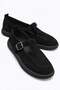 Women's Buckle Belted Loafer Black Suede