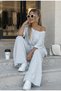 Buketli̇ Women's Three-Quarter Sleeve Boat Neck Piping Detailed Sweatshirt and Elasticated Loose Trousers Set Two-Piece Ta - 2