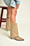 Z820484202 Mink Suede Thick Heeled Foldover Boots - 3