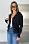 Women's Gold Button Detailed V-Neck Knitwear Cardigan - 3