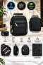 Men's Black Vegan Leather Hand and Shoulder Bag with Adjustable Cross Strap Daily Bag (Mini Size)