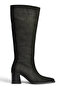 Z308106002 Black Suede Thick Heeled Women's Boots - 5