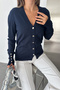 Women's Gold Button Detailed V-Neck Knitwear Cardigan - 3