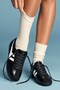 Leao Women's Black Shiny Patent Leather White Striped Low Sole Lace-Up Casual Sports Sneaker Shoes - 5