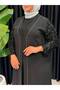 Double Evening Dress with Sequined Sleeves - 4