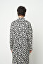 Women's Leaf Patterned Black - White Tunic Dress - 5
