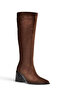 Z308106002 Brown Suede Thick Heeled Women's Boots - 5