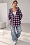 Hooded Zippered Oversize Plaid Shirt Women's Casual Seasonal Daily - Fuchsia Tr0935 - 6