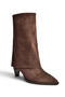 Z820484202 Brown Suede Thick Heeled Foldover Boots - 6