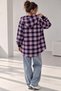 Hooded Zippered Oversize Plaid Shirt Women's Casual Seasonal Daily - Fuchsia Tr0935 - 3