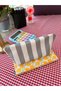 Gray Striped Linen Fabric Pencil Case - Makeup Bag - Pencil Case - 2