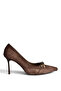 Z676111102 Brown Suede Thin Heeled Women's Stiletto Shoes - 3